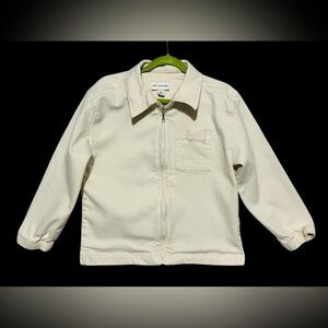 Free Assembly Youth Cotton Canvas Full Zip Jacket Size Small 6/7 Ecru/Cream